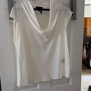 Donna Karan White Draped Neck Blouse